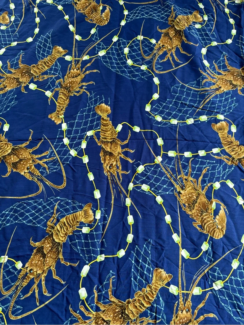Jams World fabric 3.5 yards rare hard to find nautical lobster rayon Hawaiian